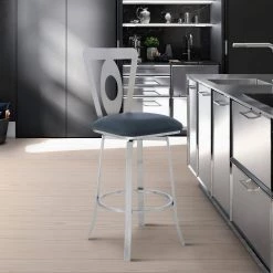 Lola Contemporary 30 in. Bar Height Bar Stool in Brushed Stainless Steel Finish and Grey Faux Leather by Armen Living 17 Lola Contemporary 30 in. Bar Height Bar Stool in Brushed Stainless Steel Finish and Grey Faux Leather by Armen Living -Armen Living Online Shop gray brushed stainless steel armen living bar stools lcllbabsgr30 31 1000