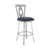 Lola Contemporary 30 in. Bar Height Bar Stool in Brushed Stainless Steel Finish and Grey Faux Leather by Armen Living -Armen Living Online Shop gray brushed stainless steel armen living bar stools lcllbabsgr30 64 1000