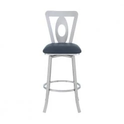 Lola Contemporary 30 in. Bar Height Bar Stool in Brushed Stainless Steel Finish and Grey Faux Leather by Armen Living 13 Lola Contemporary 30 in. Bar Height Bar Stool in Brushed Stainless Steel Finish and Grey Faux Leather by Armen Living -Armen Living Online Shop gray brushed stainless steel armen living bar stools lcllbabsgr30 c3 1000