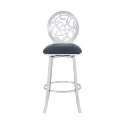 Lotus Contemporary 30 in. Bar Height Bar Stool in Brushed Stainless Steel and Grey Faux Leather by Armen Living 12 Lotus Contemporary 30 in. Bar Height Bar Stool in Brushed Stainless Steel and Grey Faux Leather by Armen Living -Armen Living Online Shop gray brushed stainless steel armen living bar stools lcltbabsgr30 c3 1000