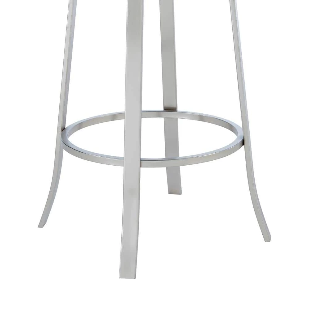 Lotus Contemporary 30 in. Bar Height Bar Stool in Brushed Stainless Steel and Grey Faux Leather by Armen Living 9 Lotus Contemporary 30 in. Bar Height Bar Stool in Brushed Stainless Steel and Grey Faux Leather by Armen Living - Image 7