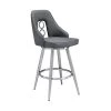 Ruby Contemporary 26 in. Counter Height Bar Stool in Brushed Stainless Steel and Grey Faux Leather by Armen Living 1 Ruby Contemporary 26 in. Counter Height Bar Stool in Brushed Stainless Steel and Grey Faux Leather by Armen Living -Armen Living Online Shop gray brushed stainless steel armen living bar stools lcrubabsgr26 64 1000