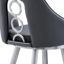 Ruby Contemporary 26 in. Counter Height Bar Stool in Brushed Stainless Steel and Grey Faux Leather by Armen Living 15 Ruby Contemporary 26 in. Counter Height Bar Stool in Brushed Stainless Steel and Grey Faux Leather by Armen Living -Armen Living Online Shop gray brushed stainless steel armen living bar stools lcrubabsgr26 fa 1000