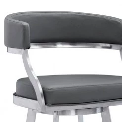 Saturn Contemporary 26 in. Counter Height Bar Stool in Brushed Stainless Steel and Grey Faux Leather by Armen Living 15 Saturn Contemporary 26 in. Counter Height Bar Stool in Brushed Stainless Steel and Grey Faux Leather by Armen Living -Armen Living Online Shop gray brushed stainless steel armen living bar stools lcsnbabsgr26 1f 1000