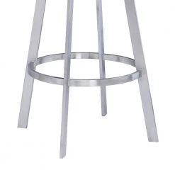 Saturn Contemporary 26 in. Counter Height Bar Stool in Brushed Stainless Steel and Grey Faux Leather by Armen Living 18 Saturn Contemporary 26 in. Counter Height Bar Stool in Brushed Stainless Steel and Grey Faux Leather by Armen Living -Armen Living Online Shop gray brushed stainless steel armen living bar stools lcsnbabsgr26 76 1000