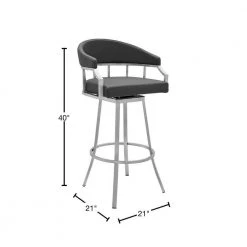 Palmdale Brushed Stainless Steel Swivel Modern Faux Leather Bar and Counter Stool by Armen Living -Armen Living Online Shop gray brushed stainless steel armen living bar stools lcvlbabssg30 40 1000