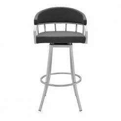 Palmdale Brushed Stainless Steel Swivel Modern Faux Leather Bar and Counter Stool by Armen Living -Armen Living Online Shop gray brushed stainless steel armen living bar stools lcvlbabssg30 c3 1000