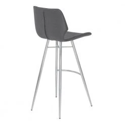 Zurich 26 in. Counter Height Metal Bar Stool in Vintage Gray Faux Leather with Brushed Stainless Steel by Armen Living -Armen Living Online Shop gray brushed stainless steel armen living bar stools lczubavgbs26 4f 1000