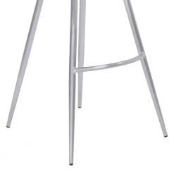 Zurich 26 in. Counter Height Metal Bar Stool in Vintage Gray Faux Leather with Brushed Stainless Steel by Armen Living -Armen Living Online Shop gray brushed stainless steel armen living bar stools lczubavgbs26 fa 1000