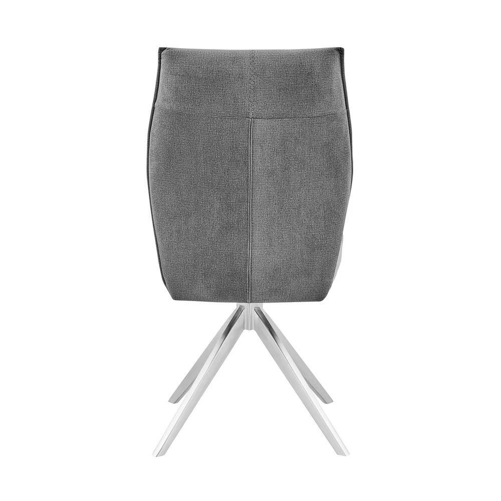 Monarch Swivel Dining Room Accent Chair in Grey Fabric and Brushed Stainless Steel (Set of 2) by Armen Living 7 Monarch Swivel Dining Room Accent Chair in Grey Fabric and Brushed Stainless Steel (Set of 2) by Armen Living - Image 5