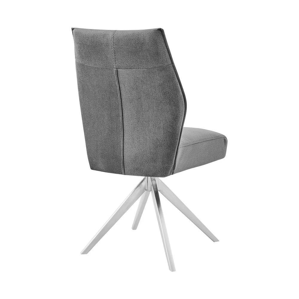 Monarch Swivel Dining Room Accent Chair in Grey Fabric and Brushed Stainless Steel (Set of 2) by Armen Living 6 Monarch Swivel Dining Room Accent Chair in Grey Fabric and Brushed Stainless Steel (Set of 2) by Armen Living - Image 4