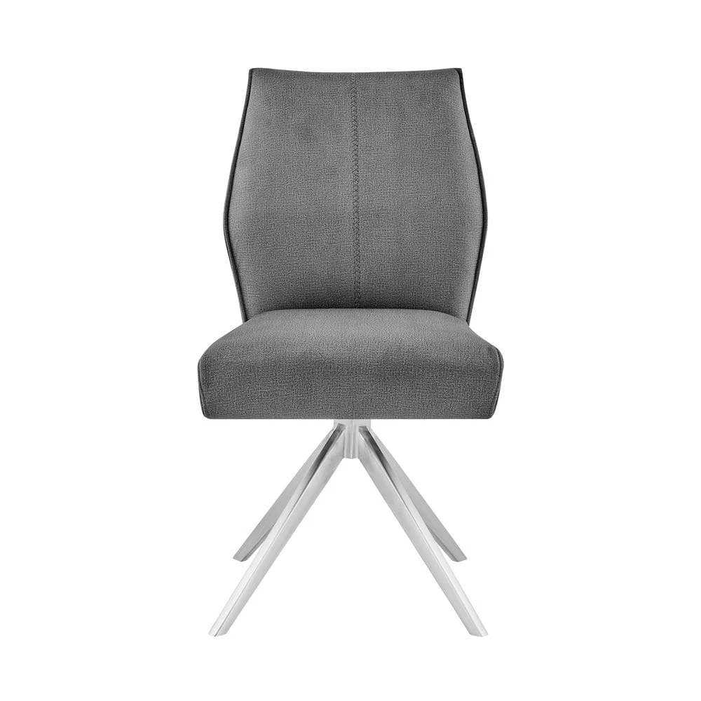 Monarch Swivel Dining Room Accent Chair in Grey Fabric and Brushed Stainless Steel (Set of 2) by Armen Living 5 Monarch Swivel Dining Room Accent Chair in Grey Fabric and Brushed Stainless Steel (Set of 2) by Armen Living - Image 3