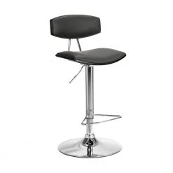 Erik Adjustable Gray Faux Leather Swivel Bar Stool with Chrome Base by Armen Living