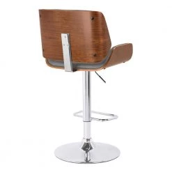 London Contemporary 37 in. to 46 in. Grey Faux Leather Swivel Bar Stool with Chrome and Walnut Wood by Armen Living -Armen Living Online Shop gray chrome armen living bar stools lcloswbagrwa 1f 1000
