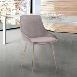 Heidi Contemporary Dining Chair in Gold Metal Finish and Pink Velvet by Armen Living -Armen Living Online Shop gray chrome armen living dining chairs lchesigldpnk 31 1000
