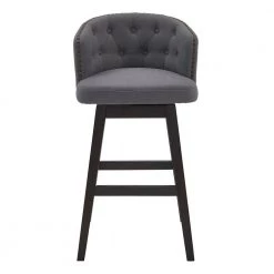 Celine 30" Bar Height Wood Swivel Tufted Bar Stool in Espresso Finish with Grey Fabric by Armen Living -Armen Living Online Shop gray espresso armen living bar stools lccibaesgr30 c3 1000