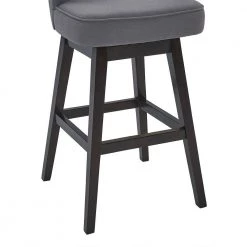 Celine 30" Bar Height Wood Swivel Tufted Bar Stool in Espresso Finish with Grey Fabric by Armen Living -Armen Living Online Shop gray espresso armen living bar stools lccibaesgr30 fa 1000