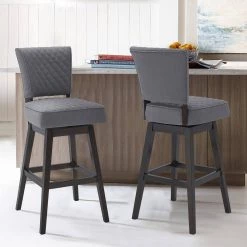 Gia 30" Bar Height Wood Swivel Tufted Bar Stool in Espresso Finish with Grey Fabric by Armen Living -Armen Living Online Shop gray espresso armen living bar stools lcgibaesgr30 31 1000