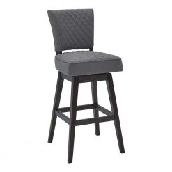 Gia 30" Bar Height Wood Swivel Tufted Bar Stool in Espresso Finish with Grey Fabric by Armen Living