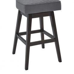Gia 30" Bar Height Wood Swivel Tufted Bar Stool in Espresso Finish with Grey Fabric by Armen Living -Armen Living Online Shop gray espresso armen living bar stools lcgibaesgr30 fa 1000