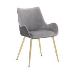 Avery 2-Tone Grey Fabric Dining Room Arm Chair with Gold Legs by Armen Living