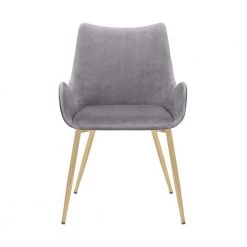 Avery 2-Tone Grey Fabric Dining Room Arm Chair with Gold Legs by Armen Living -Armen Living Online Shop gray gold armen living dining chairs lcavchltgr c3 1000