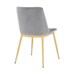 Messina Gray Velvet and Gold Metal Dining Chairs (Set of 2) by Armen Living -Armen Living Online Shop gray gold armen living dining chairs lcmssiglgry 1f 1000