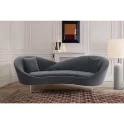 Anabella Gray Fabric Upholstered Sofa with Silver Legs by Armen Living -Armen Living Online Shop gray silver armen living sofas couches lcab3grey 31 1000
