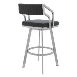 Scranton Grey Swivel Modern Metal and Slate Faux Leather Bar and Counter Stool by Armen Living -Armen Living Online Shop gray stainless steel armen living bar stools lccpbabssg30 4f 1000