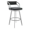 Scranton Grey Swivel Modern Metal and Slate Faux Leather Bar and Counter Stool by Armen Living -Armen Living Online Shop gray stainless steel armen living bar stools lccpbabssg30 64 1000