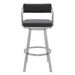 Scranton Grey Swivel Modern Metal and Slate Faux Leather Bar and Counter Stool by Armen Living -Armen Living Online Shop gray stainless steel armen living bar stools lccpbabssg30 c3 1000