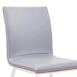 Crystal 33 in. Gray Faux Leather and Brushed Stainless Steel Finish Dining Chair (Set of 2) by Armen Living -Armen Living Online Shop gray w walnut veneer armen living dining chairs lccrchgrpu 44 1000