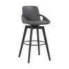 Baylor 30" Bar Height Swivel Wood Stool in Gray Faux Leather by Armen Living 2 Baylor 30" Bar Height Swivel Wood Stool in Gray Faux Leather by Armen Living -Armen Living Online Shop gray walnut armen living bar stools lcbabablgr30 64 1000