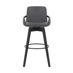 Baylor 30" Bar Height Swivel Wood Stool in Gray Faux Leather by Armen Living 12 Baylor 30" Bar Height Swivel Wood Stool in Gray Faux Leather by Armen Living -Armen Living Online Shop gray walnut armen living bar stools lcbabablgr30 c3 1000