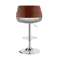 Colby 25-43 in. Adjustable Height High Back Grey Faux Leather and Chrome Finish Bar Stool by Armen Living -Armen Living Online Shop gray walnut armen living bar stools lccybawagr 1f 1000