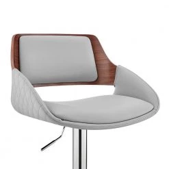 Colby 25-43 in. Adjustable Height High Back Grey Faux Leather and Chrome Finish Bar Stool by Armen Living -Armen Living Online Shop gray walnut armen living bar stools lccybawagr 44 1000