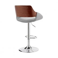 Colby 25-43 in. Adjustable Height High Back Grey Faux Leather and Chrome Finish Bar Stool by Armen Living -Armen Living Online Shop gray walnut armen living bar stools lccybawagr 4f 1000