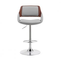 Colby 25-43 in. Adjustable Height High Back Grey Faux Leather and Chrome Finish Bar Stool by Armen Living -Armen Living Online Shop gray walnut armen living bar stools lccybawagr c3 1000