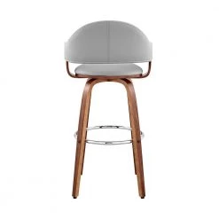 Daxton 26 in. Counter Height High Back Grey Faux Leather and Walnut Wood Stool by Armen Living -Armen Living Online Shop gray walnut armen living bar stools lcdxbawagr26 1f 1000