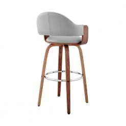 Daxton 26 in. Counter Height High Back Grey Faux Leather and Walnut Wood Stool by Armen Living -Armen Living Online Shop gray walnut armen living bar stools lcdxbawagr26 4f 1000