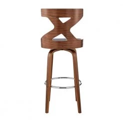 Gayle 44 in. Bar Height Swivel High Back Grey Faux Leather and Walnut Wood Bar Stool by Armen Living -Armen Living Online Shop gray walnut armen living bar stools lcggbawagr30 1f 1000