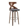 Gayle 44 in. Bar Height Swivel High Back Grey Faux Leather and Walnut Wood Bar Stool by Armen Living -Armen Living Online Shop gray walnut armen living bar stools lcggbawagr30 64 1000