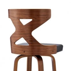 Gayle 44 in. Bar Height Swivel High Back Grey Faux Leather and Walnut Wood Bar Stool by Armen Living -Armen Living Online Shop gray walnut armen living bar stools lcggbawagr30 fa 1000