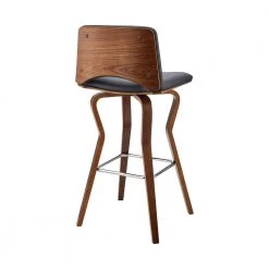 Gerty 40 in. Bar Height Low Back Swivel Grey Faux Leather and Walnut Wood Bar Stool by Armen Living -Armen Living Online Shop gray walnut armen living bar stools lcgybawagr30 4f 1000