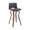 Gerty 40 in. Bar Height Low Back Swivel Grey Faux Leather and Walnut Wood Bar Stool by Armen Living 1 Gerty 40 in. Bar Height Low Back Swivel Grey Faux Leather and Walnut Wood Bar Stool by Armen Living -Armen Living Online Shop gray walnut armen living bar stools lcgybawagr30 64 1000