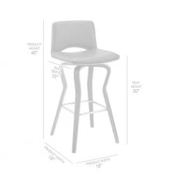 Gerty 40 in. Bar Height Low Back Swivel Grey Faux Leather and Walnut Wood Bar Stool by Armen Living -Armen Living Online Shop gray walnut armen living bar stools lcgybawagr30 76 1000