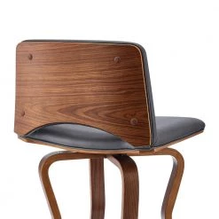 Gerty 40 in. Bar Height Low Back Swivel Grey Faux Leather and Walnut Wood Bar Stool by Armen Living -Armen Living Online Shop gray walnut armen living bar stools lcgybawagr30 fa 1000