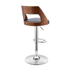 Itzan Adjustable 25-33 in. Seat Height Low Back Swivel Grey Faux Leather/Walnut Wood Bar Stool Chrome Base 43 in. Height by Armen Living -Armen Living Online Shop gray walnut armen living bar stools lcitbawagr 4f 1000
