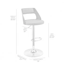 Itzan Adjustable 25-33 in. Seat Height Low Back Swivel Grey Faux Leather/Walnut Wood Bar Stool Chrome Base 43 in. Height by Armen Living -Armen Living Online Shop gray walnut armen living bar stools lcitbawagr 76 1000