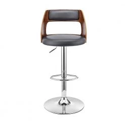 Itzan Adjustable 25-33 in. Seat Height Low Back Swivel Grey Faux Leather/Walnut Wood Bar Stool Chrome Base 43 in. Height by Armen Living -Armen Living Online Shop gray walnut armen living bar stools lcitbawagr c3 1000